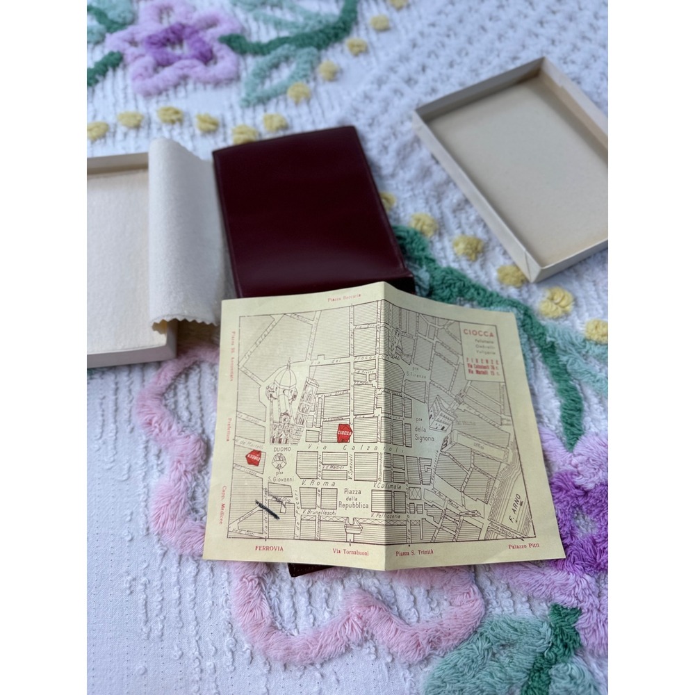Vintage Ciocca  Leather Bifold Wallet Card Holder‎ Burgundy Italy Map Included - Picture 8 of 8
